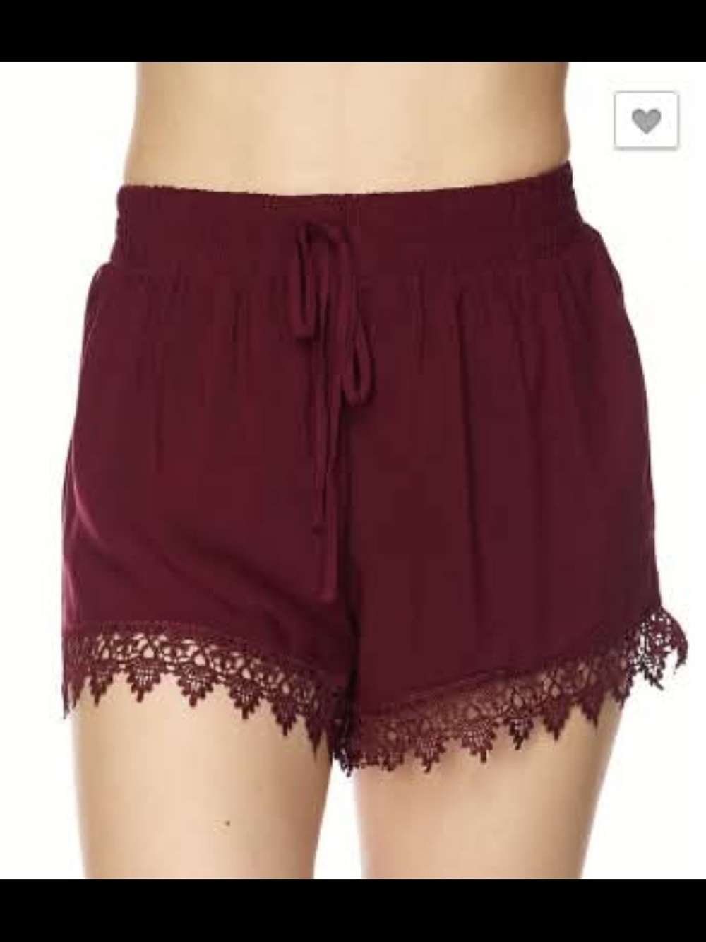Crochet Hem Shorts - Burgundy